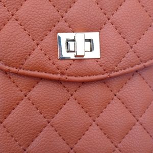 Brown Quilted Phone Crossbody